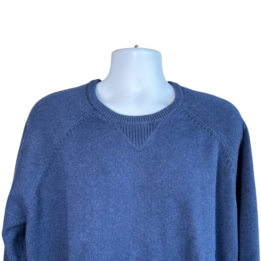 LL Bean Mens Wicked Soft Cotton Cashmere Crewneck Sweater Blue Size XL‎ Tall